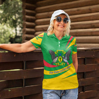 Sao Tome and Principe National Emblem Women Polo Shirt with Green Yellow Flag Pattern