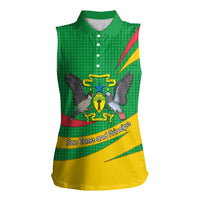 Sao Tome and Principe National Emblem Women Sleeveless Polo Shirt with Green Yellow Flag Pattern