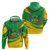 Sao Tome and Principe National Emblem Zip Hoodie with Green Yellow Flag Pattern