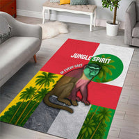 Jungle Spirit Monkey Area Rug with Sao Tome and Principe Tropical Flag Color Blocks
