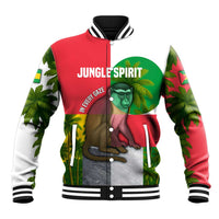 Jungle Spirit Monkey Baseball Jacket with Sao Tome and Principe Tropical Flag Color Blocks
