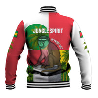 Jungle Spirit Monkey Baseball Jacket with Sao Tome and Principe Tropical Flag Color Blocks