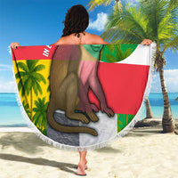 Jungle Spirit Monkey Beach Blanket with Sao Tome and Principe Tropical Flag Color Blocks