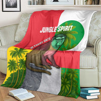 Jungle Spirit Monkey Blanket with Sao Tome and Principe Tropical Flag Color Blocks