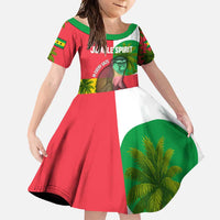 Jungle Spirit Monkey Family Matching Off Shoulder Maxi Dress and Hawaiian Shirt with Sao Tome and Principe Tropical Flag Color Blocks