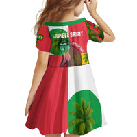 Jungle Spirit Monkey Family Matching Off Shoulder Maxi Dress and Hawaiian Shirt with Sao Tome and Principe Tropical Flag Color Blocks