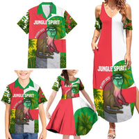 Jungle Spirit Monkey Family Matching Summer Maxi Dress and Hawaiian Shirt with Sao Tome and Principe Tropical Flag Color Blocks