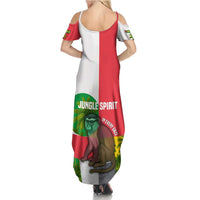 Jungle Spirit Monkey Family Matching Summer Maxi Dress and Hawaiian Shirt with Sao Tome and Principe Tropical Flag Color Blocks