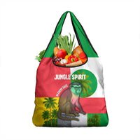 Jungle Spirit Monkey Grocery Bag with Sao Tome and Principe Tropical Flag Color Blocks