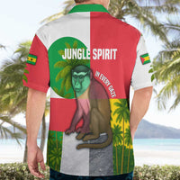 Jungle Spirit Monkey Hawaiian Shirt with Sao Tome and Principe Tropical Flag Color Blocks