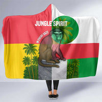 Jungle Spirit Monkey Hooded Blanket with Sao Tome and Principe Tropical Flag Color Blocks