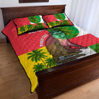 Jungle Spirit Monkey Quilt Bed Set with Sao Tome and Principe Tropical Flag Color Blocks