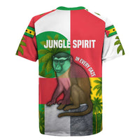 Jungle Spirit Monkey Rugby Jersey with Sao Tome and Principe Tropical Flag Color Blocks
