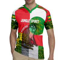 Jungle Spirit Monkey Rugby Jersey with Sao Tome and Principe Tropical Flag Color Blocks