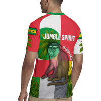 Jungle Spirit Monkey Rugby Jersey with Sao Tome and Principe Tropical Flag Color Blocks