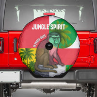 Jungle Spirit Monkey Spare Tire Cover with Sao Tome and Principe Tropical Flag Color Blocks