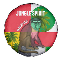 Jungle Spirit Monkey Spare Tire Cover with Sao Tome and Principe Tropical Flag Color Blocks