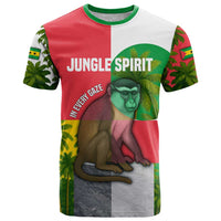 Jungle Spirit Monkey T Shirt with Sao Tome and Principe Tropical Flag Color Blocks