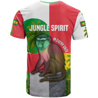 Jungle Spirit Monkey T Shirt with Sao Tome and Principe Tropical Flag Color Blocks