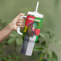 Jungle Spirit Monkey Tumbler With Handle with Sao Tome and Principe Tropical Flag Color Blocks