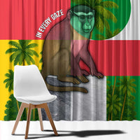 Jungle Spirit Monkey Window Curtain with Sao Tome and Principe Tropical Flag Color Blocks