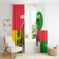 Jungle Spirit Monkey Window Curtain with Sao Tome and Principe Tropical Flag Color Blocks