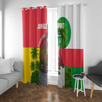 Jungle Spirit Monkey Window Curtain with Sao Tome and Principe Tropical Flag Color Blocks