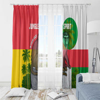 Jungle Spirit Monkey Window Curtain with Sao Tome and Principe Tropical Flag Color Blocks