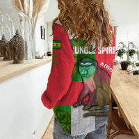 Jungle Spirit Monkey Women Casual Shirt with Sao Tome and Principe Tropical Flag Color Blocks