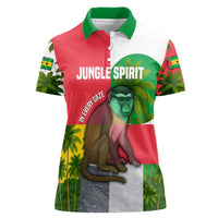 Jungle Spirit Monkey Women Polo Shirt with Sao Tome and Principe Tropical Flag Color Blocks