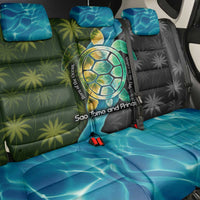 Sea Turtle Sao Tome and Principe Back Car Seat Cover with Ocean Tide and Tropical Palm Design