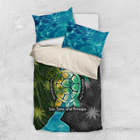 Sea Turtle Sao Tome and Principe Bedding Set with Ocean Tide and Tropical Palm Design