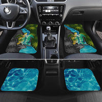 Sea Turtle Sao Tome and Principe Car Mats with Ocean Tide and Tropical Palm Design