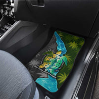 Sea Turtle Sao Tome and Principe Car Mats with Ocean Tide and Tropical Palm Design