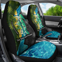 Sea Turtle Sao Tome and Principe Car Seat Cover with Ocean Tide and Tropical Palm Design