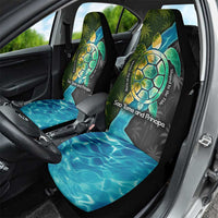 Sea Turtle Sao Tome and Principe Car Seat Cover with Ocean Tide and Tropical Palm Design