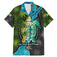 Sea Turtle Sao Tome and Principe Family Matching Mermaid Dress and Hawaiian Shirt with Ocean Tide and Tropical Palm Design