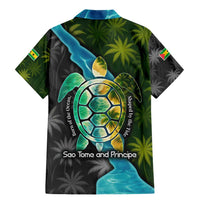 Sea Turtle Sao Tome and Principe Family Matching Mermaid Dress and Hawaiian Shirt with Ocean Tide and Tropical Palm Design