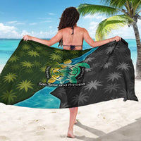 Sea Turtle Sao Tome and Principe Sarong with Ocean Tide and Tropical Palm Design