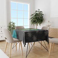 Sea Turtle Sao Tome and Principe Tablecloth with Ocean Tide and Tropical Palm Design