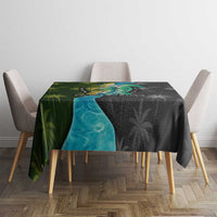 Sea Turtle Sao Tome and Principe Tablecloth with Ocean Tide and Tropical Palm Design