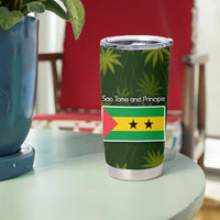 Sea Turtle Sao Tome and Principe Tumbler Cup with Ocean Tide and Tropical Palm Design