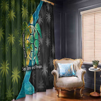 Sea Turtle Sao Tome and Principe Window Curtain with Ocean Tide and Tropical Palm Design