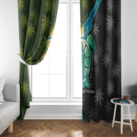 Sea Turtle Sao Tome and Principe Window Curtain with Ocean Tide and Tropical Palm Design