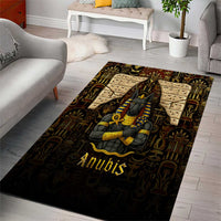 Anubis Egypt Area Rug with Ancient Hieroglyph Pharaoh Spirit