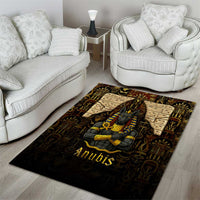 Anubis Egypt Area Rug with Ancient Hieroglyph Pharaoh Spirit