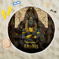 Anubis Egypt Beach Blanket with Ancient Hieroglyph Pharaoh Spirit