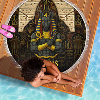 Anubis Egypt Beach Blanket with Ancient Hieroglyph Pharaoh Spirit