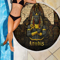 Anubis Egypt Beach Blanket with Ancient Hieroglyph Pharaoh Spirit