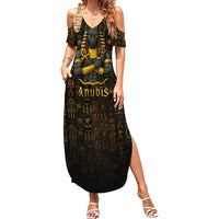 Anubis Egypt Family Matching Summer Maxi Dress and Hawaiian Shirt with Ancient Hieroglyph Pharaoh Spirit